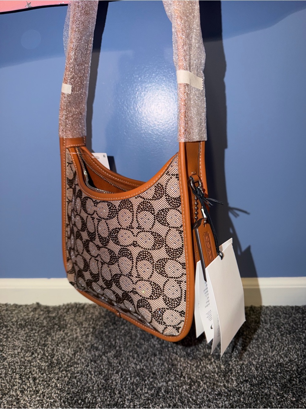 COACH Crystal Signature Jacquard Shoulder Bag - Picture 6 of 10